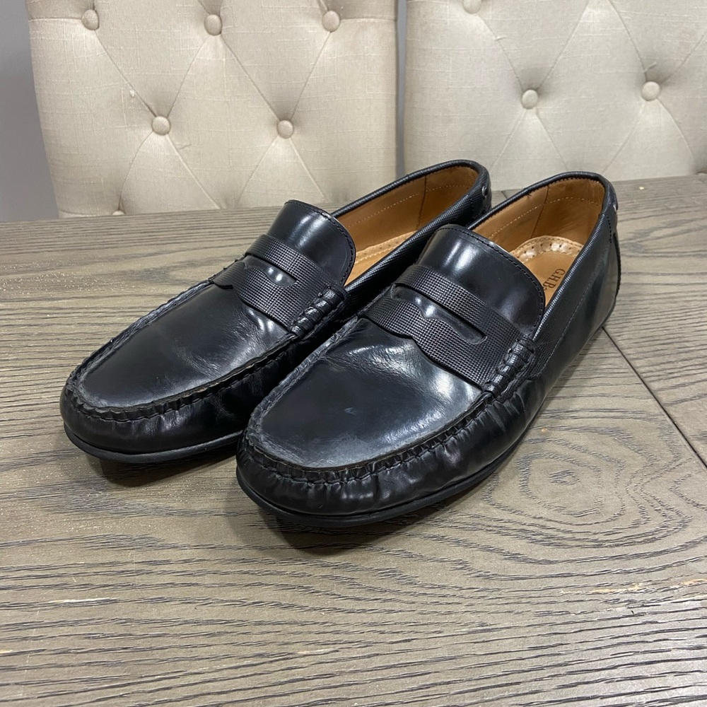 BASS Larson Loafers 8.5 - Black Leather Slide On Dress Shoes